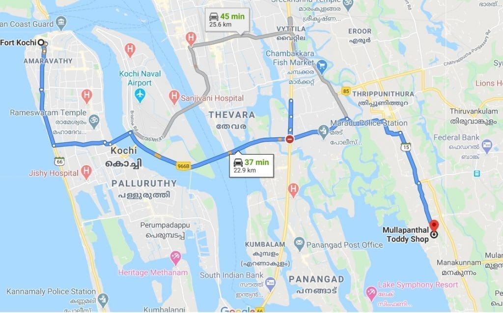 Mullapanthal Toddy Shop Map