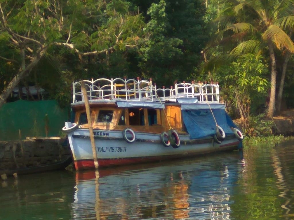 Motor Boat along the backwaters in Alleppey