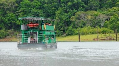 A boat cruise on Periyar Lake in Periyar National Park and Wildlife Sanctuary, Thekkady, Kerala, India