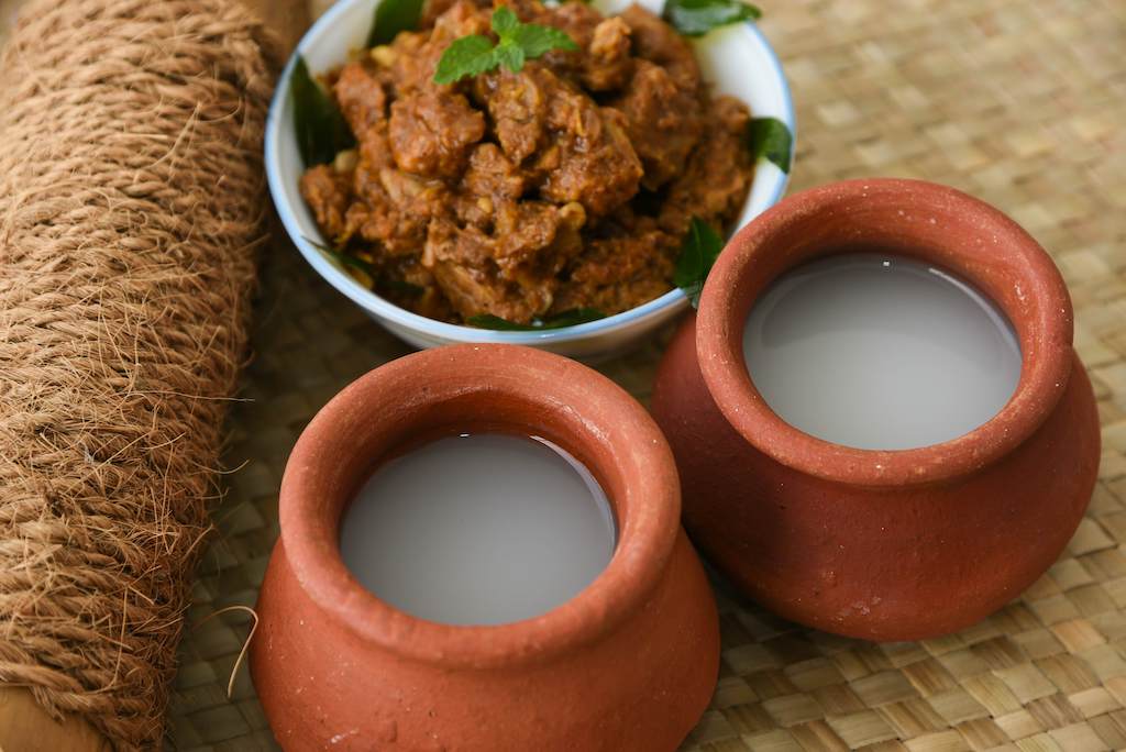 coconut wine toddy in Alleppey, Kerala