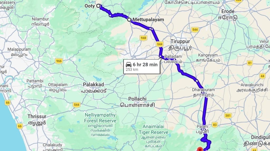 ootty-kodaikanal-route